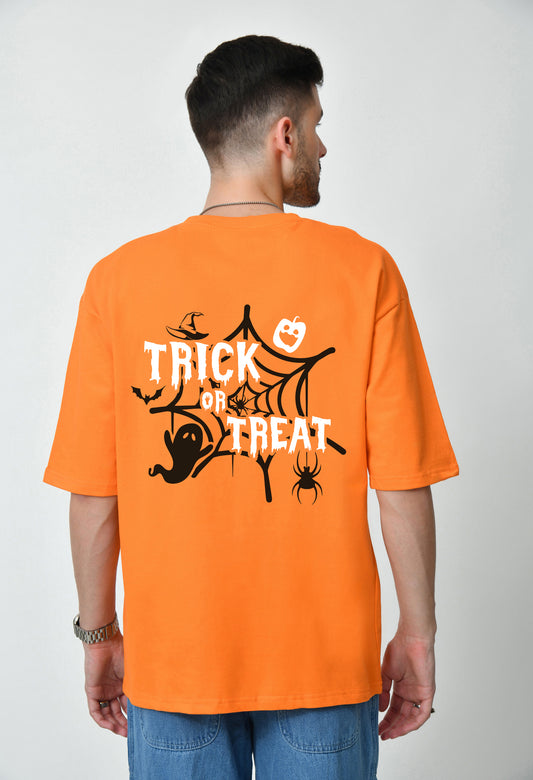 Trick Or Treat Orange Men's Oversized T-Shirt