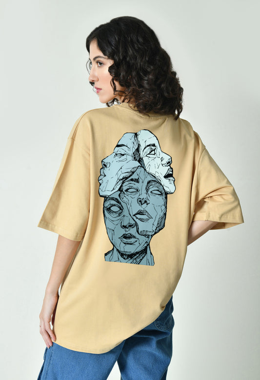 Unsaid Words Beige Women's Oversized T-Shirt