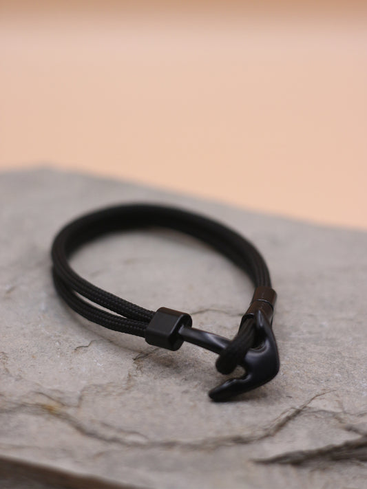 Anchor Cuff Black Bracelet