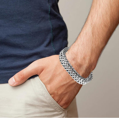 Heavy Interlock Silver Bracelet For Men