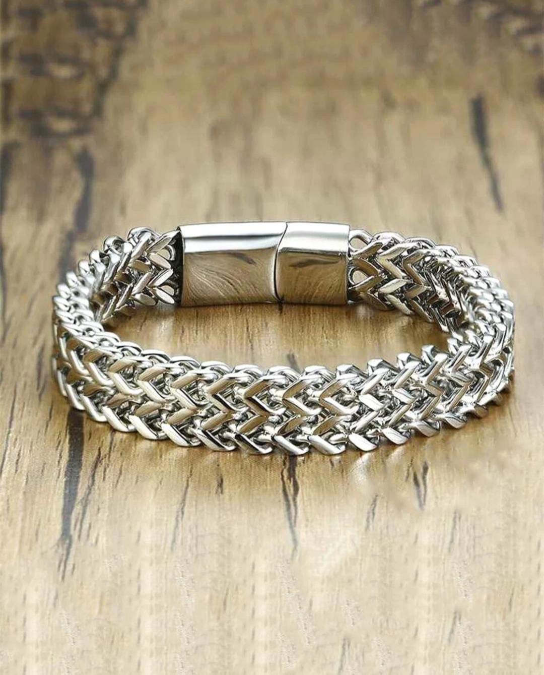 Heavy Interlock Silver Bracelet For Men