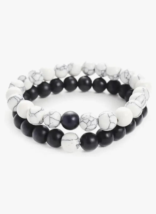 Black & White Lava Beads Bracelet For Men and Women