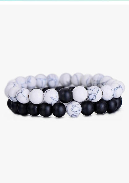 Black & White Lava Beads Bracelet For Men and Women