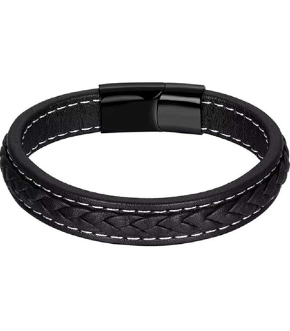 Running Stitch Black Bracelet For Men