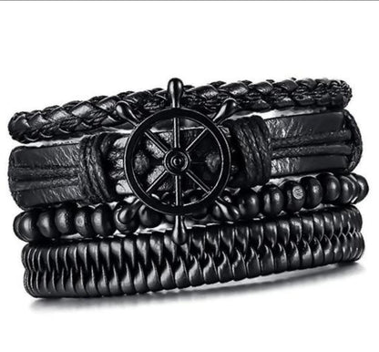 Helm Black Pirate Quad-Layered Bracelet For Men