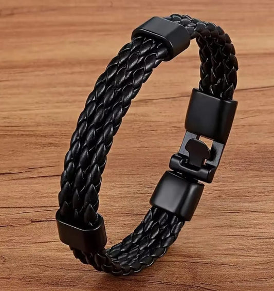 Black Wraparound Bracelet For Men