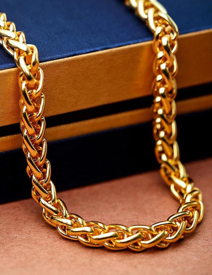 Bold Gold Polished Stylish Chain Necklace For Men and Women