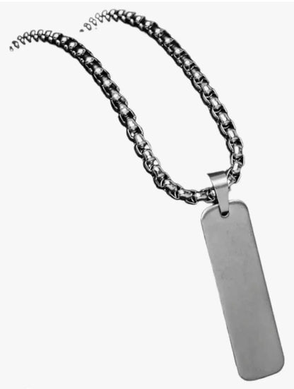 Silver Rectangle Bar Pendant For Men And Women