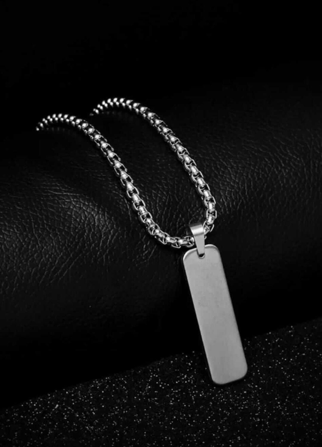 Silver Rectangle Bar Pendant For Men And Women