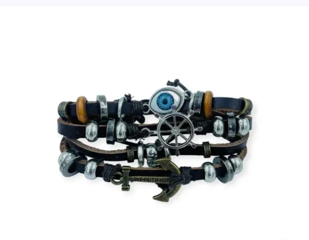 Multi-Layer Anchor Bracelet with Helm Eye For Men