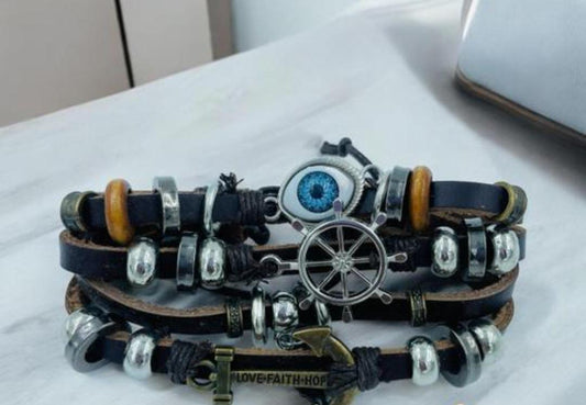 Multi-Layer Anchor Bracelet with Helm Eye For Men