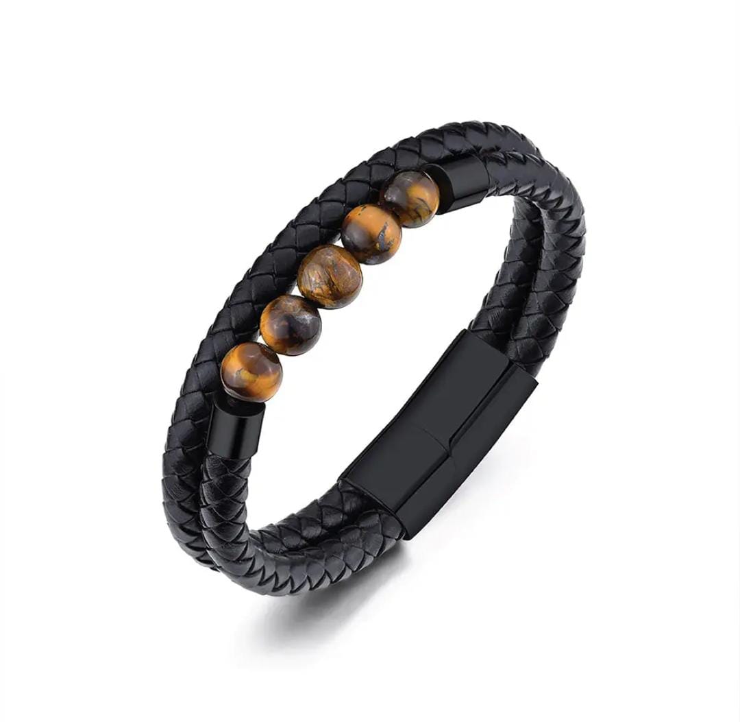 Five Lava Stone Black Bracelet for Men