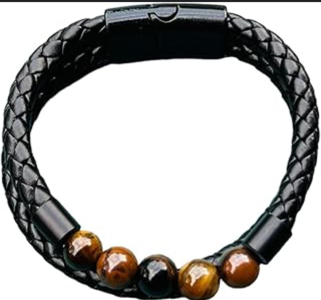 Five Lava Stone Black Bracelet for Men