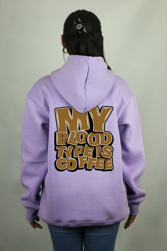 My Blood Type Is Coffee Lavender Women's Hoodie By Eksdee