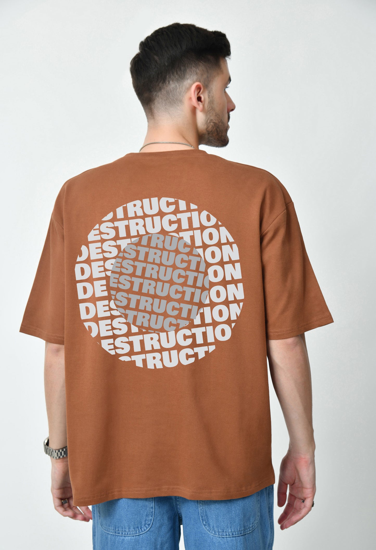 Destruction Brown Men's Oversized T-Shirt