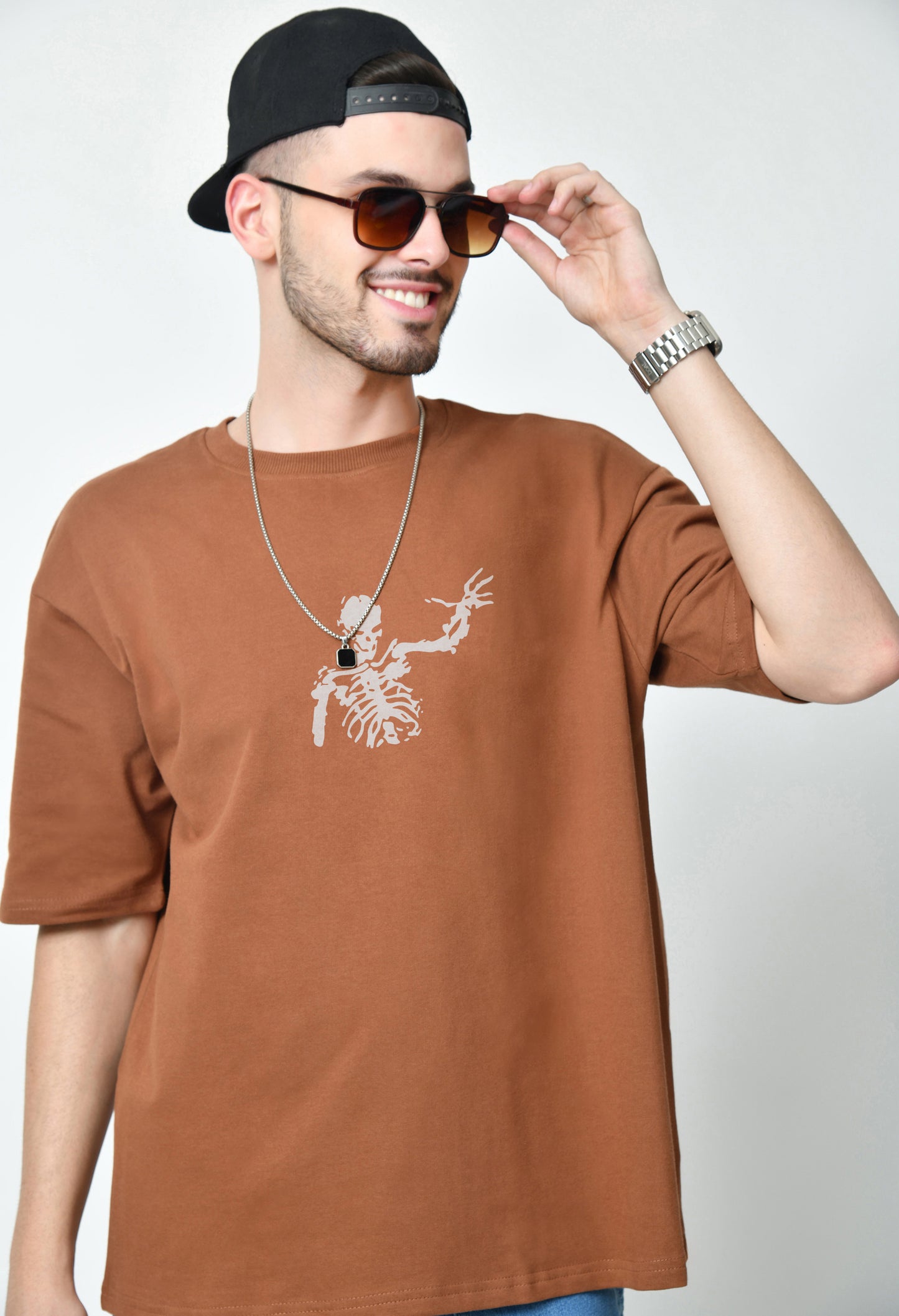 Destruction Brown Men's Oversized T-Shirt