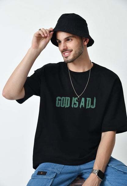 God Is A DJ Black Men's Oversized T-Shirt