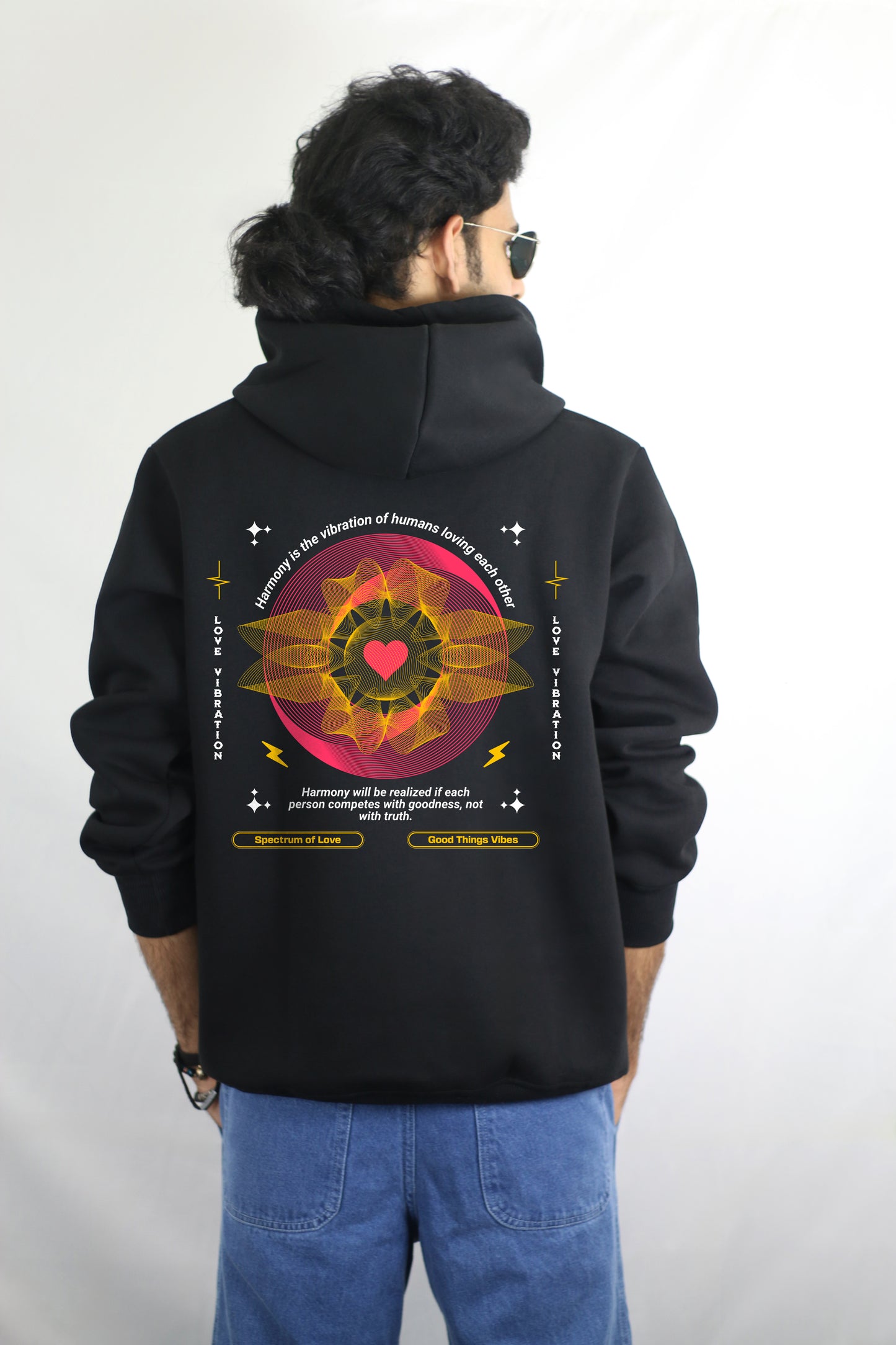 Harmony Black Men's Hoodie By Eksdee