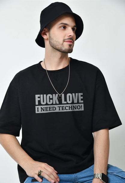 I Need Techno Black Men's Oversized T-Shirt