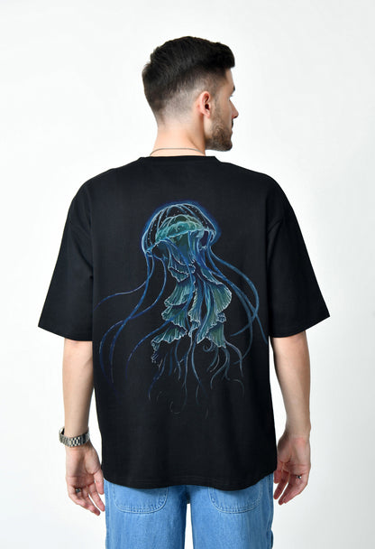 Jellyfish Black Men's Oversized T-Shirt