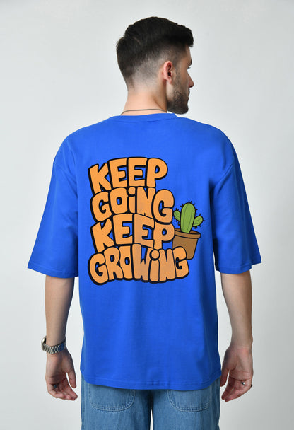 Keep Going Keep Growing Royal Blue Men's Oversized T-Shirt