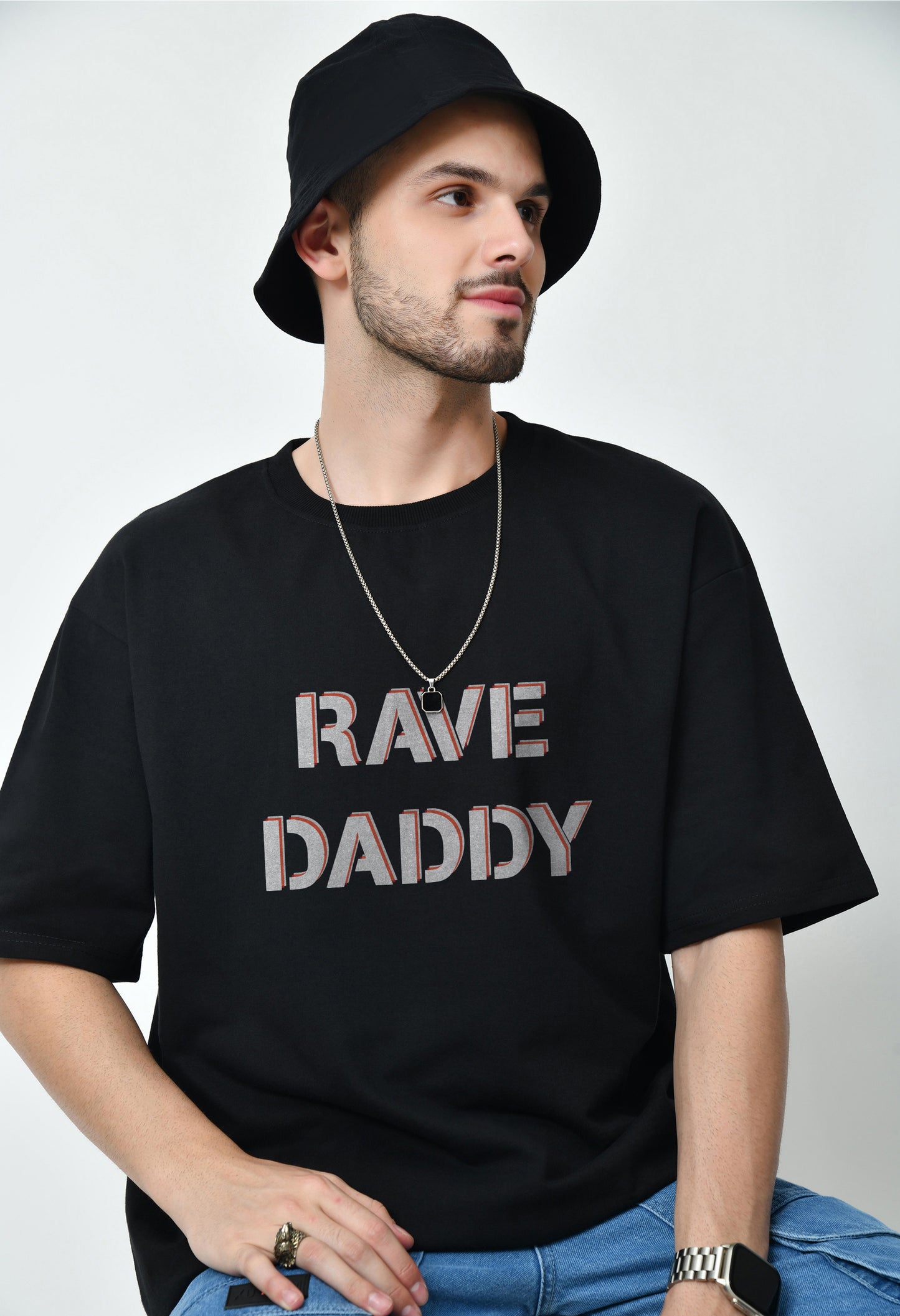 Rave Daddy Black Men's Oversized T-Shirt