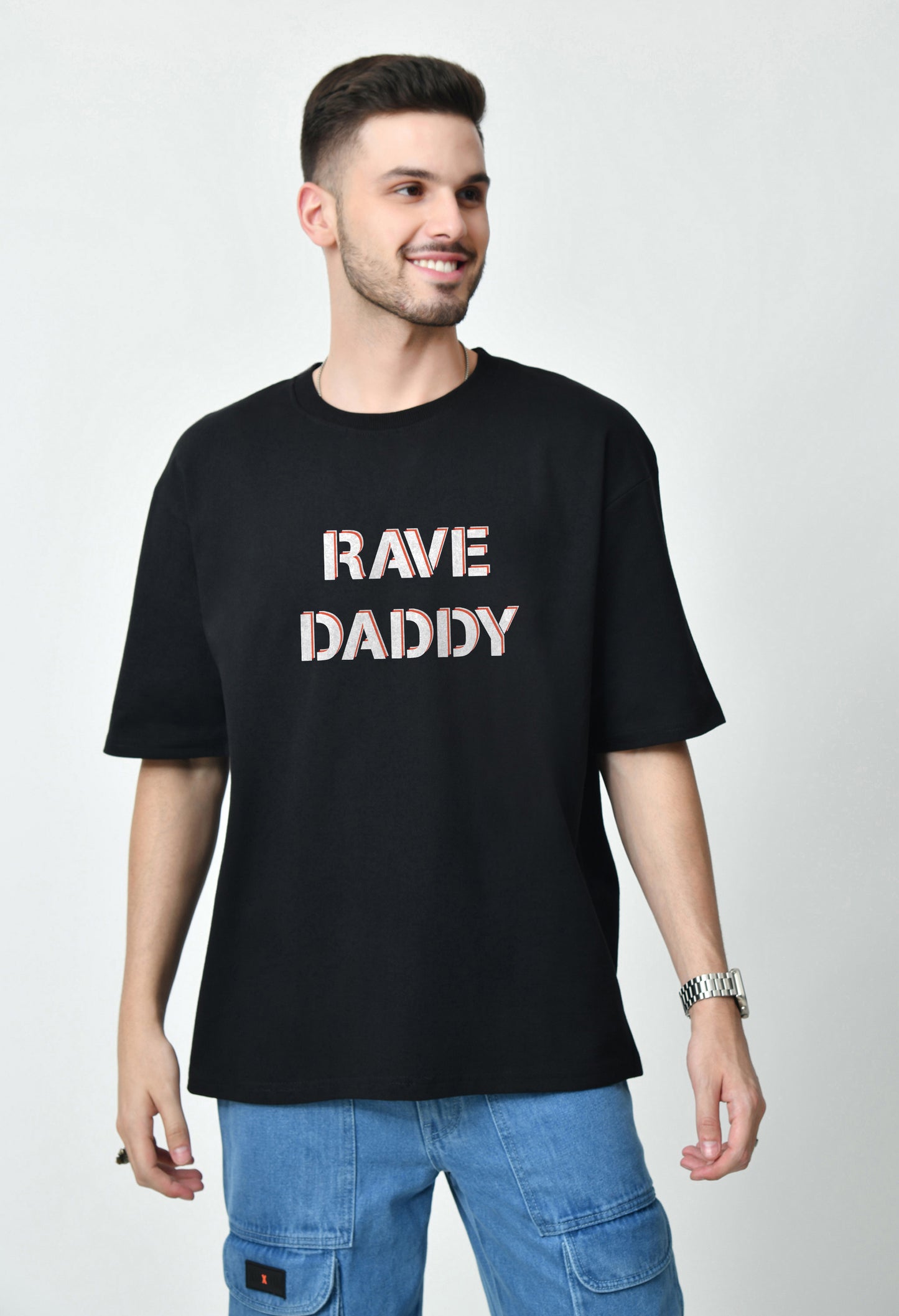 Rave Daddy Black Men's Oversized T-Shirt