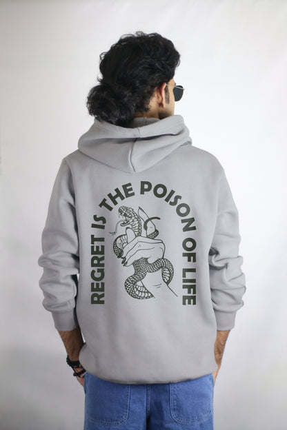 Regret Is The Poison of Life Grey Men's Hoodie By Eksdee