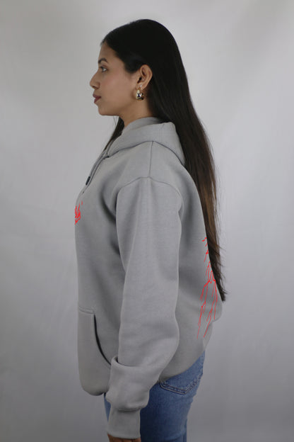 Thunder Heart Grey Women's Hoodie By Eksdee