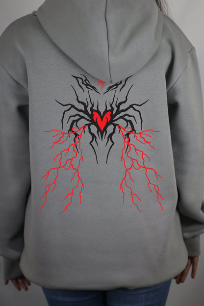 Thunder Heart Grey Women's Hoodie By Eksdee