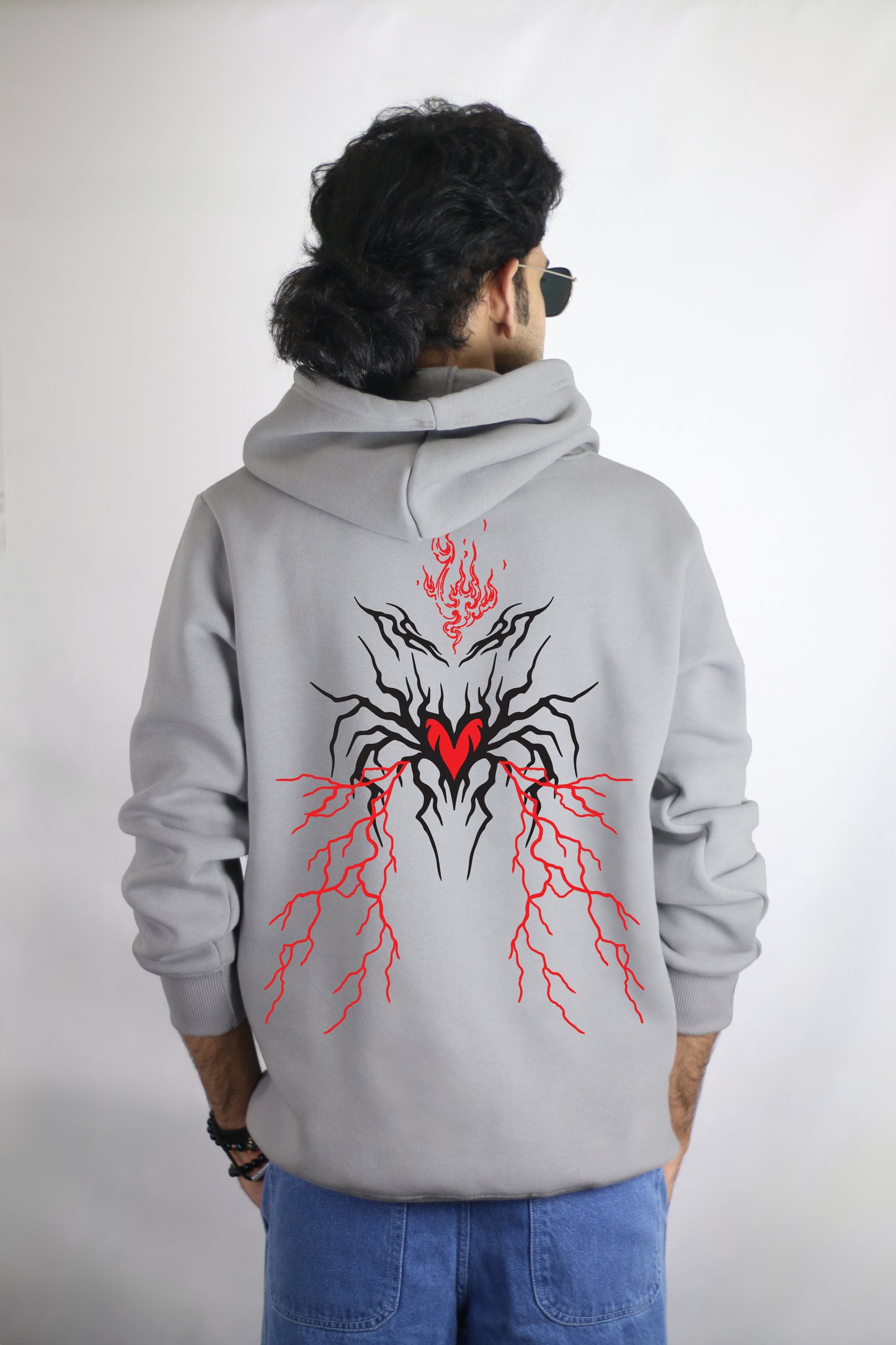 Thunder Heart Grey Men's Hoodie By Eksdee